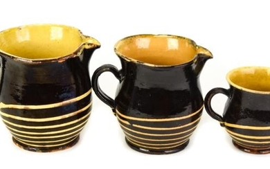 Collection Artisan Made Striped Ceramic Pitchers