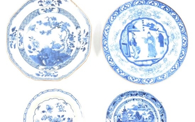 Collection of Chinese blue and white plates and dishes
