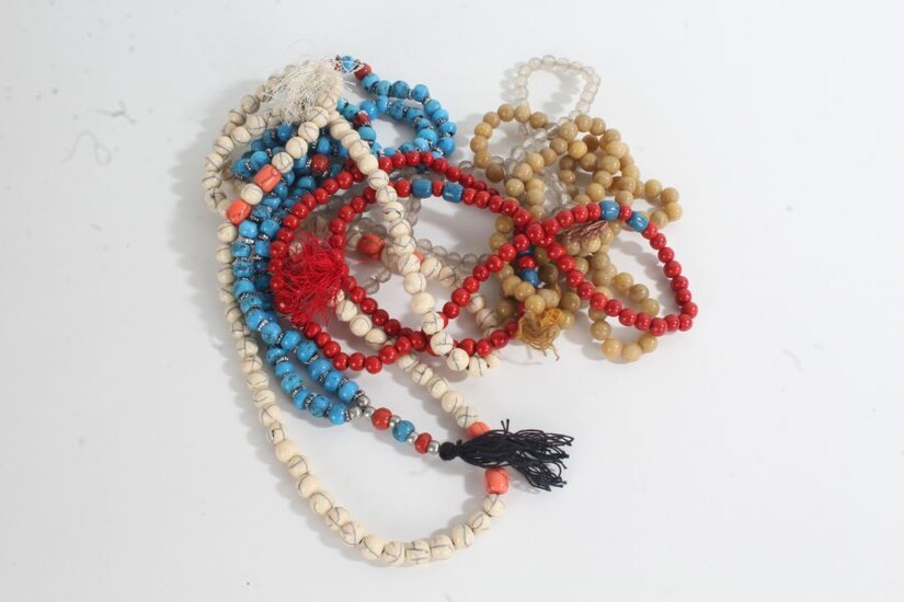 Collection of various coloured bead necklaces, (5)