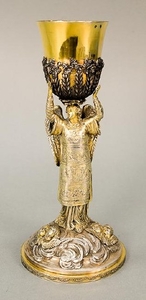 Continental silver chalice with gilt decorated cup