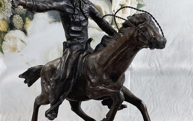 Cowboy on Horse Western Bronze Sculpture