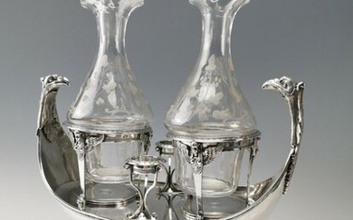 Cruet stand, Vinegar cruet - .950 silver - Français Jacques Grégoire ROUSSEAU - France - Late 18th century