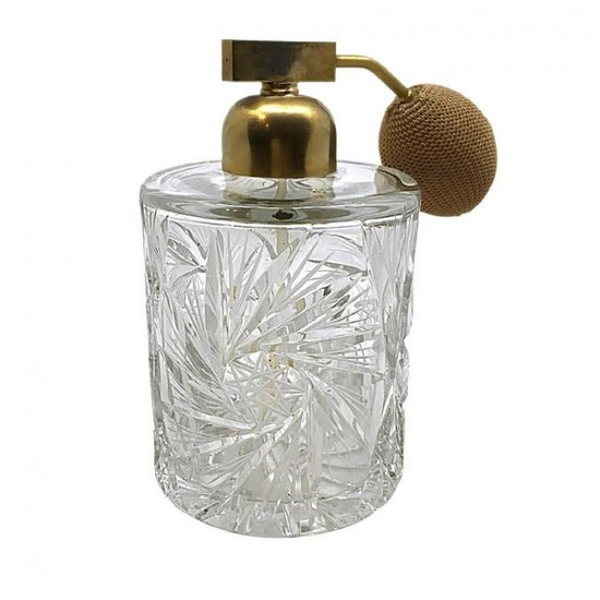 Crystal Cut Glass Perfume Bottle with Atomizer-2