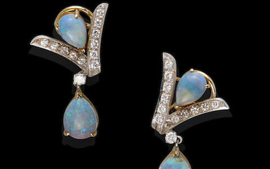 Crystal Opal and Diamond Earrings