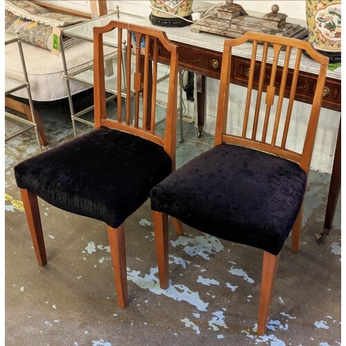 DINING CHAIRS, a set of eight, each 48cm W x 91cm H, in blac...