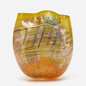 Dale Chihuly, Yellow Soft Cylinder with Green Lip Wrap