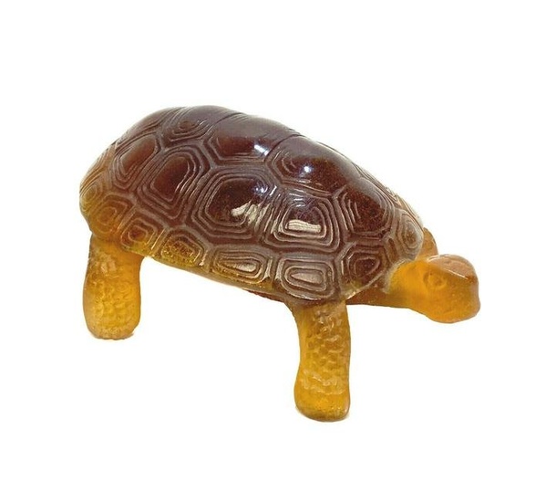 Daum Pate De Verre Art Glass Turtle Tortoise Figurine