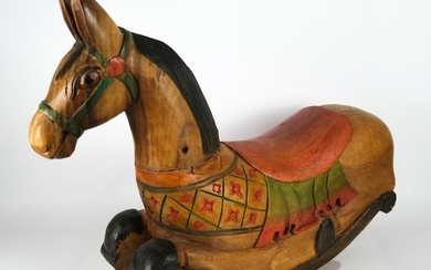 Decorated Wood Rocking Horse