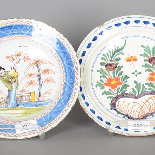 Delft, 18th century One plus one plate, in polychrome earthenware,...