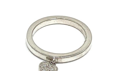 Diamond Heart Ring In White Gold Over Sterling Silver