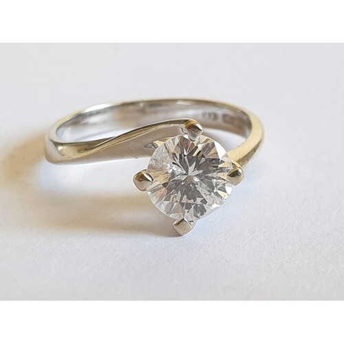 Diamond Solitaire Ring: 18ct White Gold (Round Cut Diamond, ...