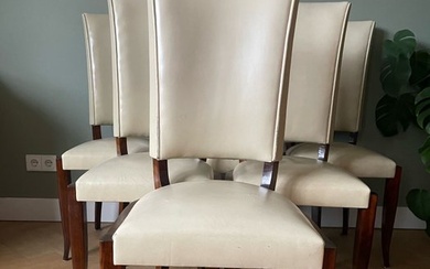 Dining room chair (6) - Leather, Mahogany