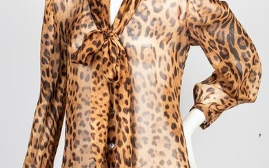 Dolce & Gabbana Leopard Print Silk Blouse