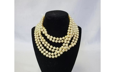 Double Strand Pearl Necklace w/14K Gold Urchin Clasp