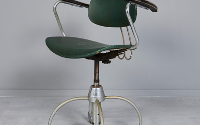 Drabert, office chair/ swivel chair, steel tube, chrome-plated, synthetic leather, 1950s, Germany.