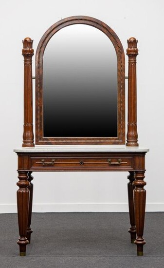 Dressing table in Louis Philippe style, with white marble top...