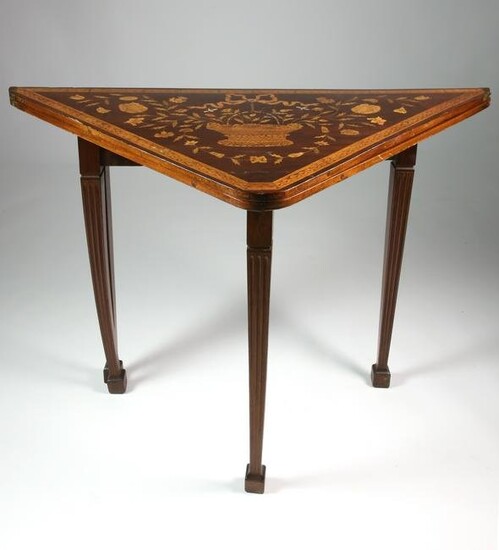 Dutch Marquetry and Figured Mahogany Envelope Games Table, circa 1800-1820