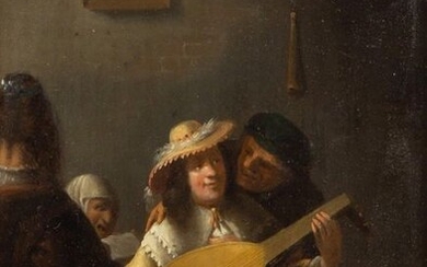 Dutch school, 17th century, Interior with a musician,...