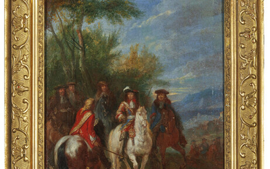 ÉCOLE FRANÇAISE DU XVIIe SIÈCLE, ENTOURAGE D'ADAM-FRANCOIS VAN DER MEULEN, Louis XIV et le duc d'Enghien