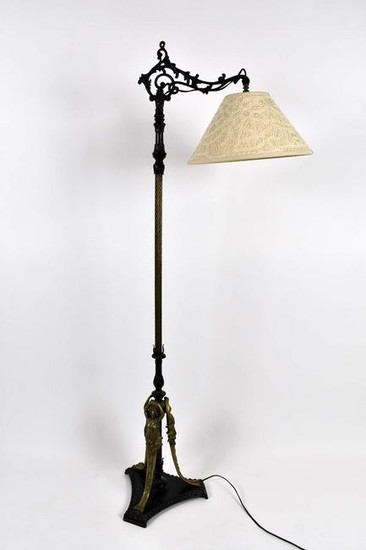EMPIRE STYLE BRONZE & PATINATED METAL FLOOR LAMP