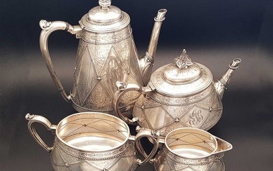 ENGLISH ANTIQUE SILVER TEA & COFFEE SET