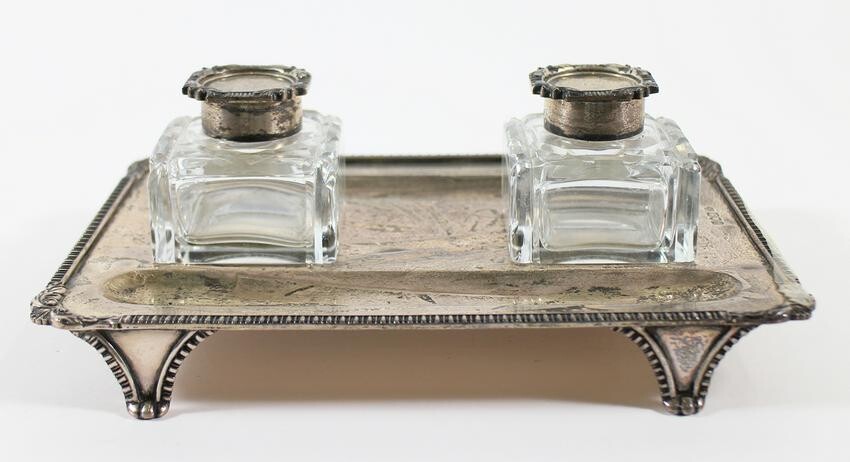 ENGLISH STERLING SILVER INKWELL SET