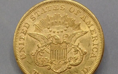 ETATS-UNIS Une pièce de 20 Dollars or, 1852 Toutes les pièces d'or sont conservées au...