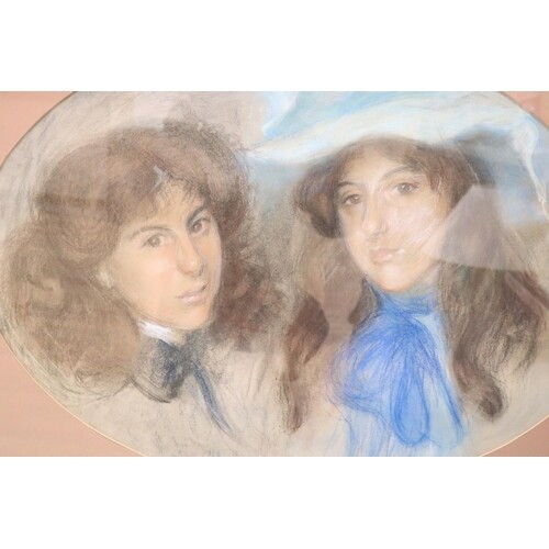 Early 20th century English School, pastel, Portrait of two s...