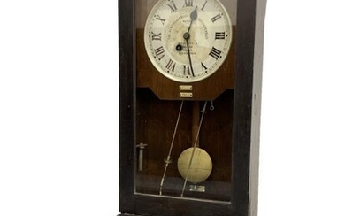 Early 20th century clocking in clock, white enamel dial...