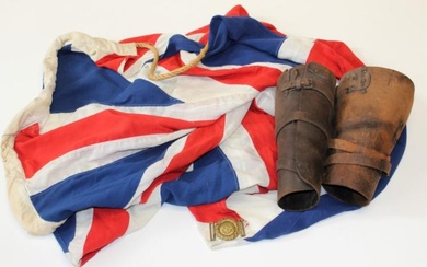 Early 20th century military items: A naval Union Flag, a...