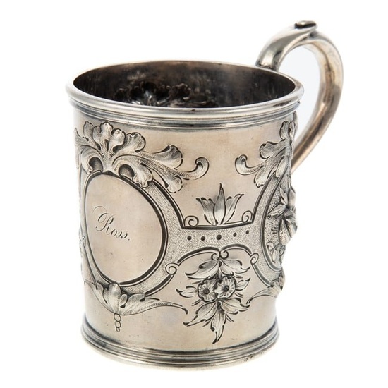 Early Gorham Coin Silver Repousse Mug
