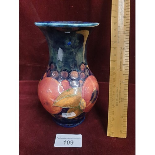 Early Moorcroft Pomegranate Pattern Vase 16cm