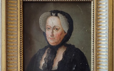 Ecole du XIXe siècle Portrait de femme Panneau Haut. : 41 ; Larg. : 28...