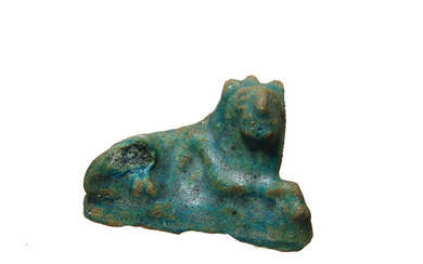 Egyptian blue-glazed composition figure of a lion