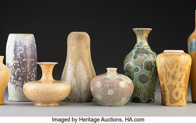 Eight Crystalline Glazed Ceramic Vases (20th century)