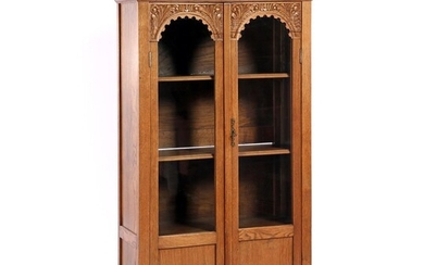 (-), Oak bookcase with glass in the doors,...