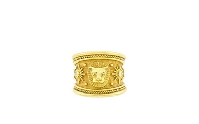 Elizabeth Gage Wide Gold and Diamond 'Leo' and