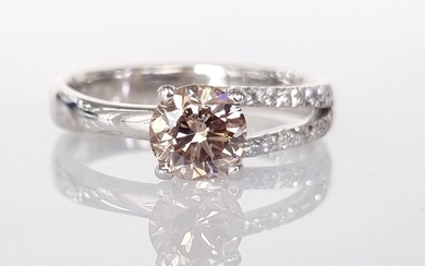 Engagement ring - 14 kt. White gold - 0.82 tw. Diamond (Natural) - Diamond