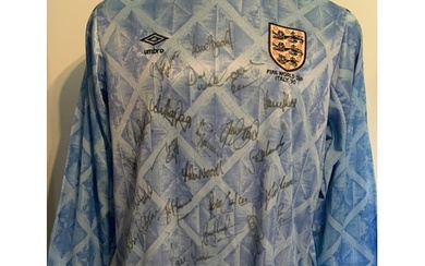 England 1990 World Cup Match Issued + Signed Football Shirt:...