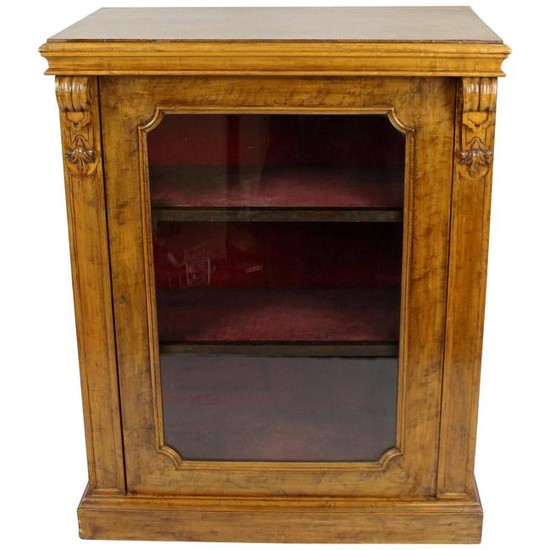 English Mid-Victorian Glazed Walnut Pier Cabinet
