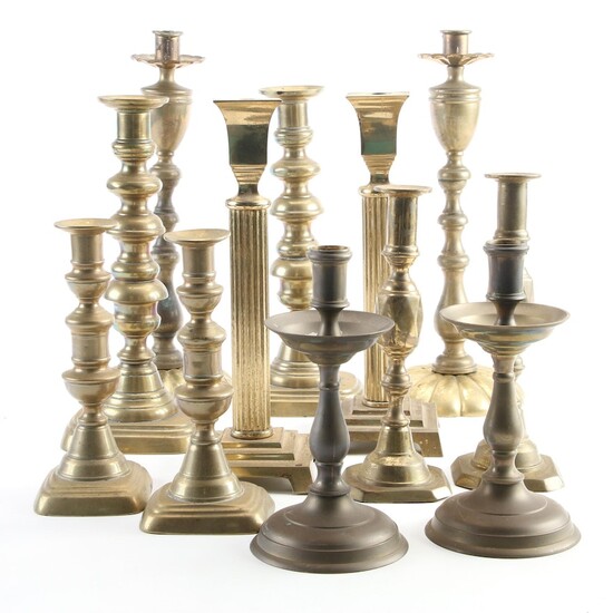 English Push-Up and Other Brass Candlesticks