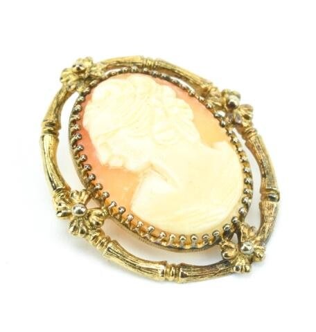 Estate Sterling & Shell Cameo Necklace Pendant