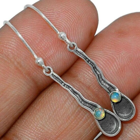 Ethiopian Opals Sterling Silver Raindrop Earrings