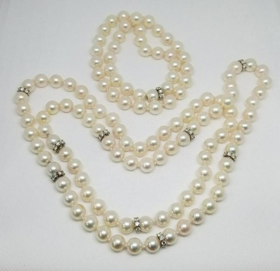 Exquisite set of 3 AAA 9 mm pearl necklaces with 14K