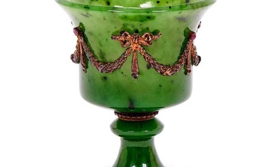 FABERGE - NEPHRITE & SILVER MOUNTED CUP