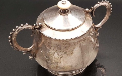 FABERGE - RUSSIAN LARGE SILVER SUGAR BOWL