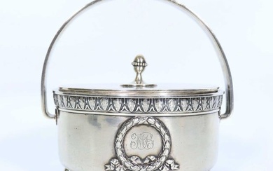 FABERGE - RUSSIAN SILVER BOWL w. HANDLE & COVER