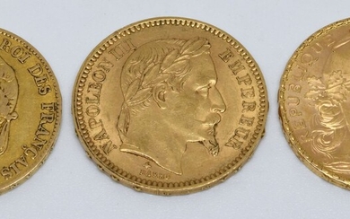 FRANCE. Trois pièces 20 Francs or. 1846,...