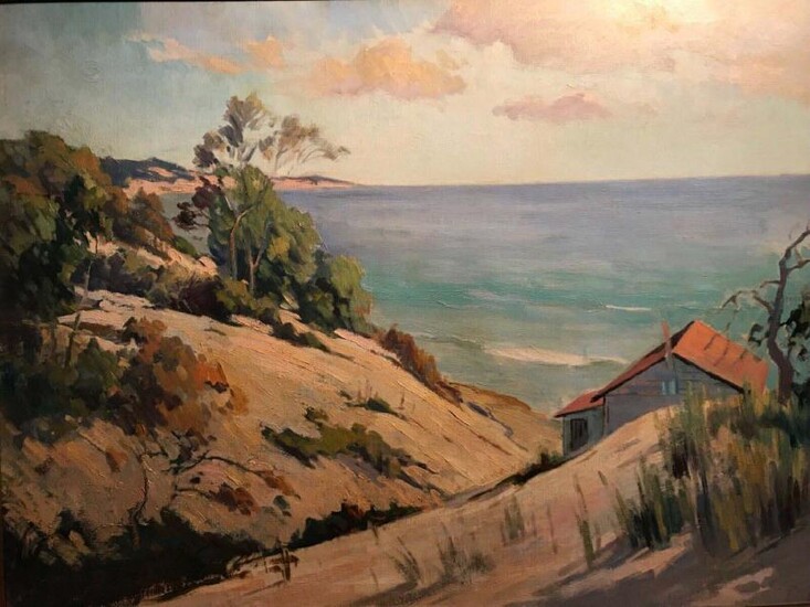 FRANK VIRGIL DUDLEY INDIANA DUNES OIL ON CANVAS