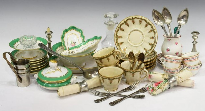 FRENCH CHILD'S MINIATURE TEA SETS, TABLE ITEMS